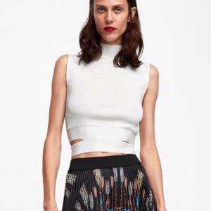 NWT Zara knit white mock-neck sleeveless top